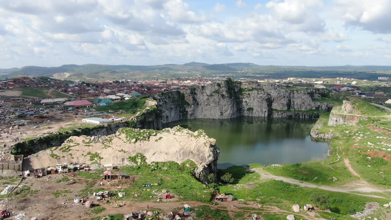 Shot of a maintain with water falling