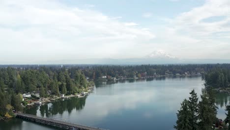 steilacoom lake reveals interlaaken bridge at washington state, united states