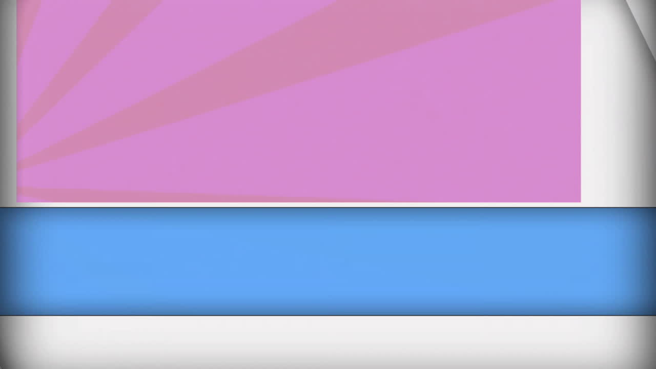 Animation of pink geometric shapes overlaying white and blue abstract background