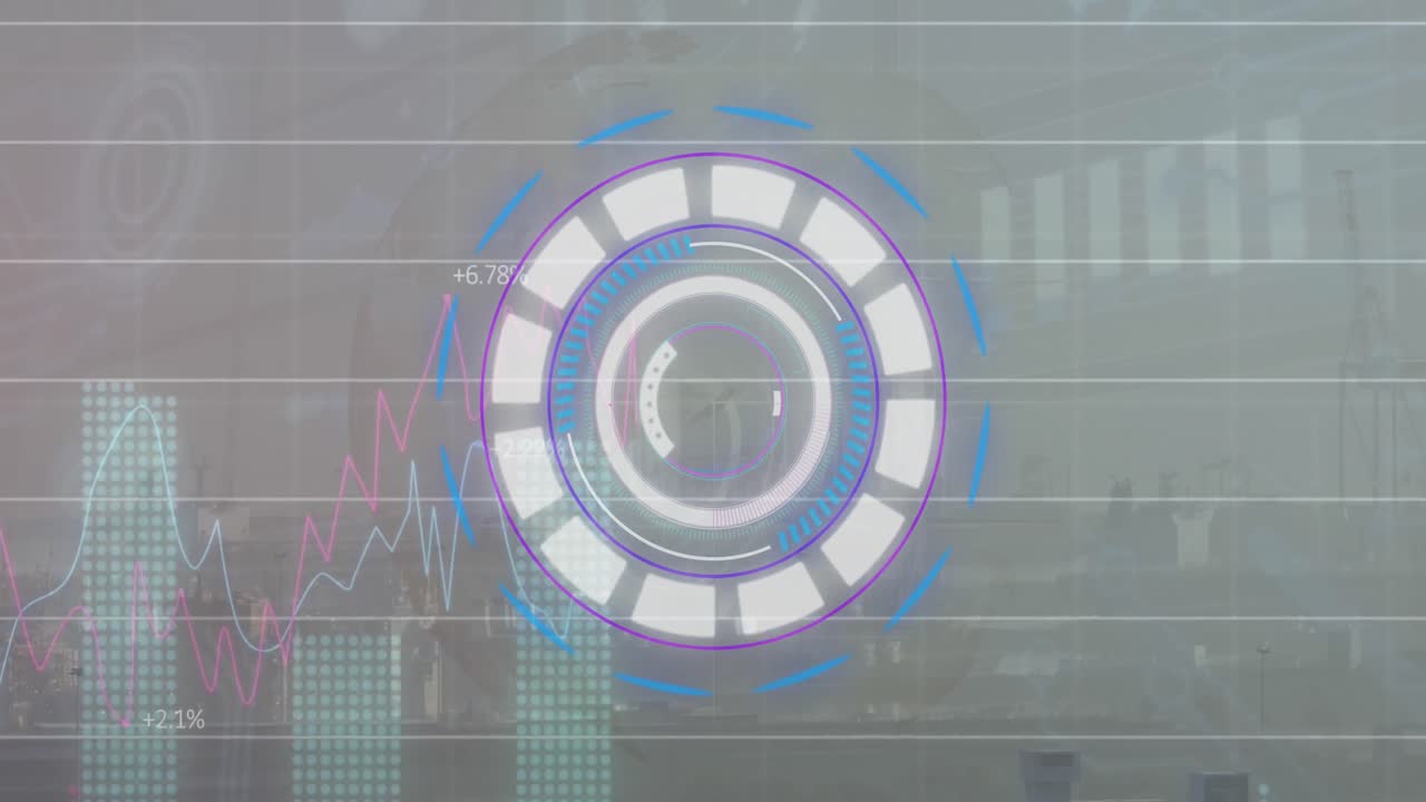 animación del escaneo del alcance y el procesamiento de datos financieros