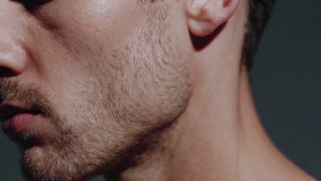 close-up of a man's face and neck