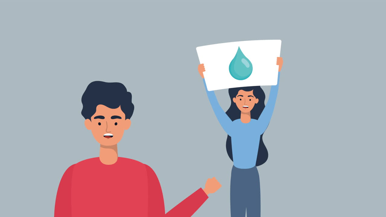 물의 날 애니메이션을 위한 캠페인에서 활동가 부부