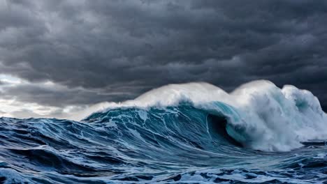 massive ocean wave under a dramatic sky