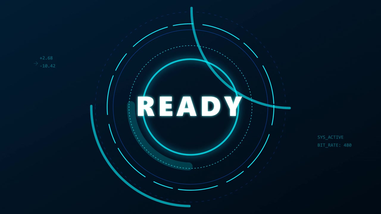 Futuristic Digital Interface Displaying Ready Status