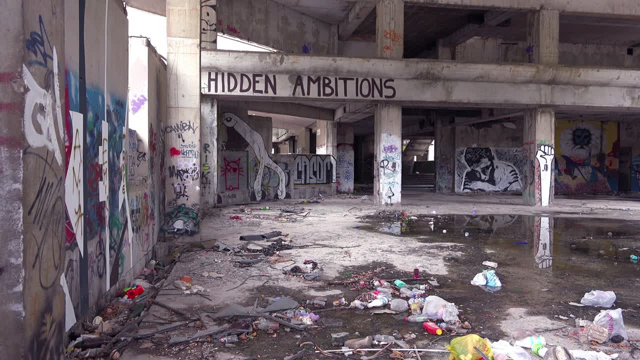 시내 mostar 보스니아 헤르체고비나 1의 전쟁에서 폐허가 된 건물