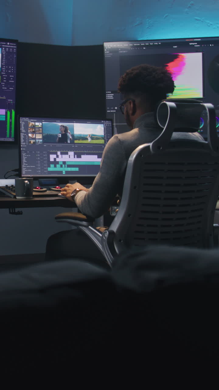 editor de video en el trabajo