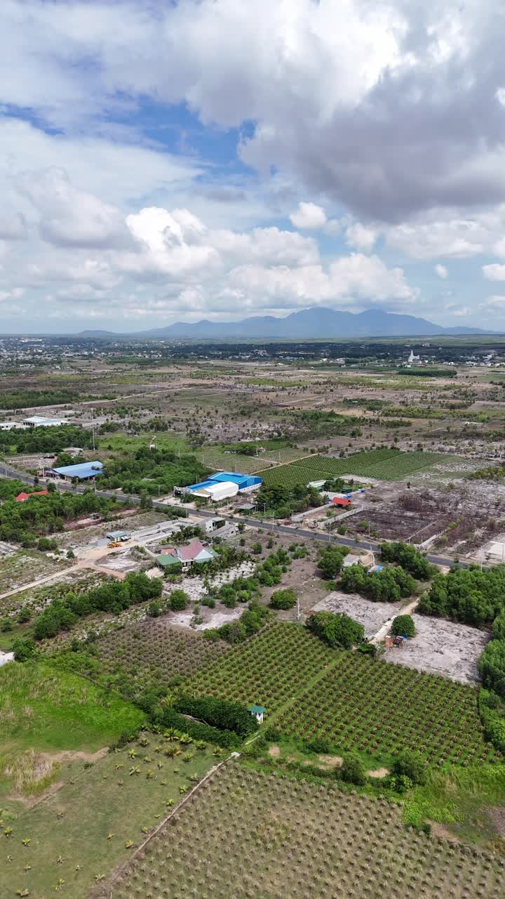 Aerial View Tilt of the land and the Mountain in La Gi (Vietnam)