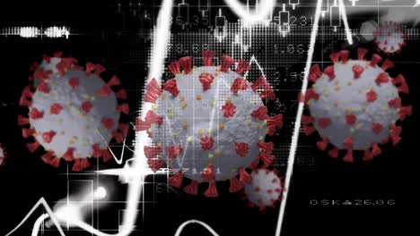 animation of covid 19 cells over statistics and data processing