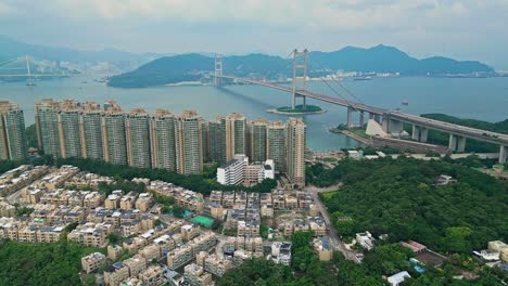 aérea sobre park island, un complejo de viviendas privadas, en la isla de ma wan, hong kong, china