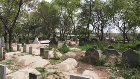 drone view of muslim cemeteries and graves in pakistan