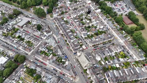 cardiff wales streets and houses overhead birds eye drone aerial view