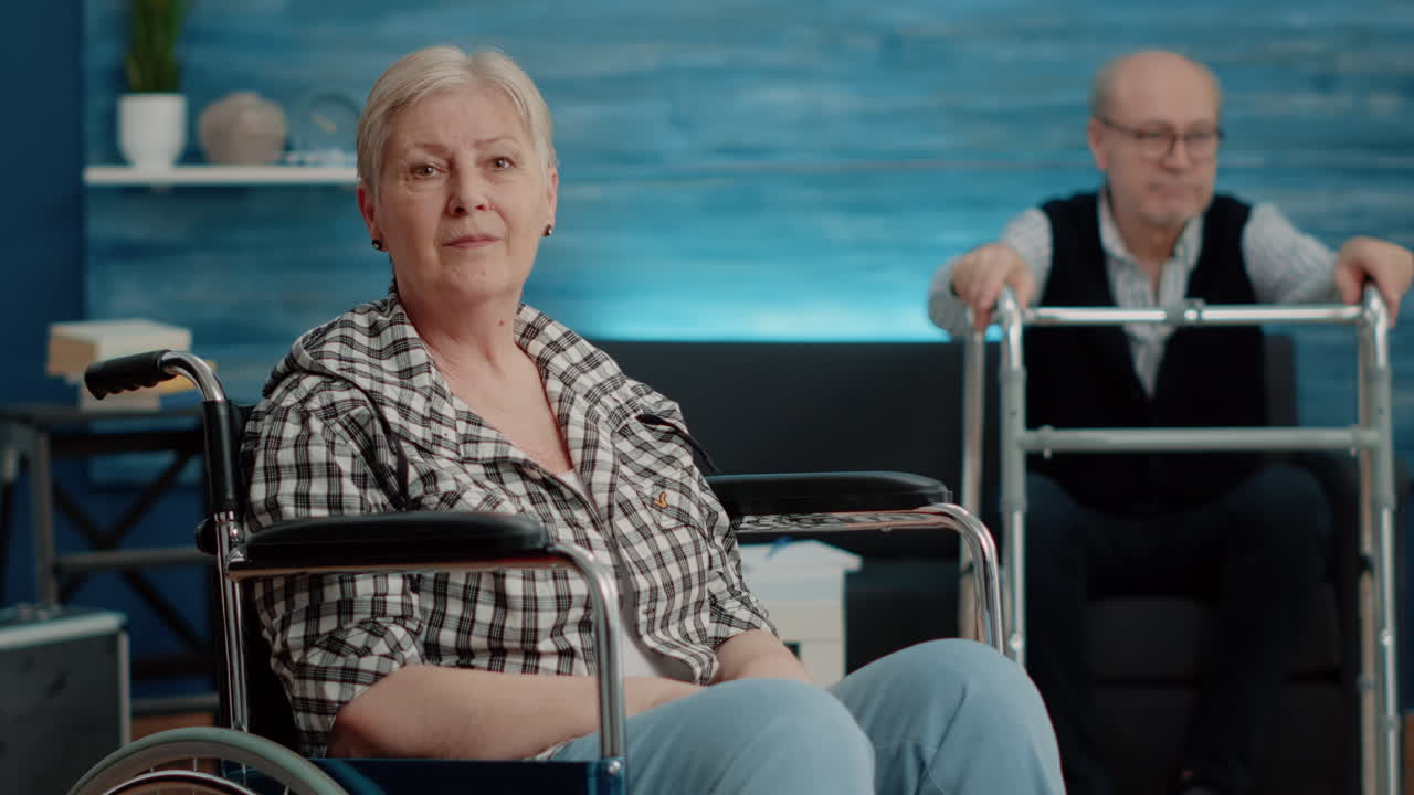 Portrait of senior woman with disability in nursing home