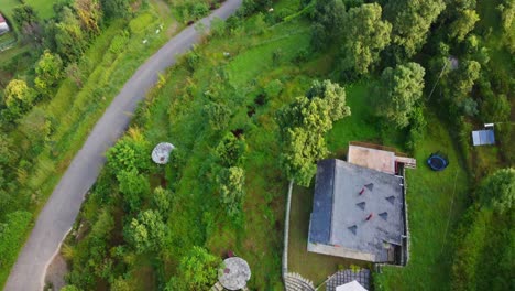 In-the-heart-of-Nepalese-Village,-Pokhara-Aerial