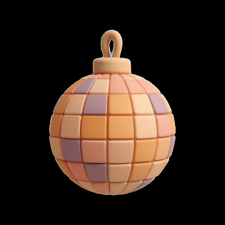 Roterende 3D-diskoboldpynt med pastelfarvede fliser