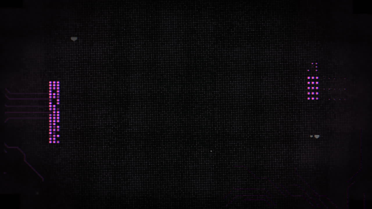 Digital screen with HUD elements and glitch effect