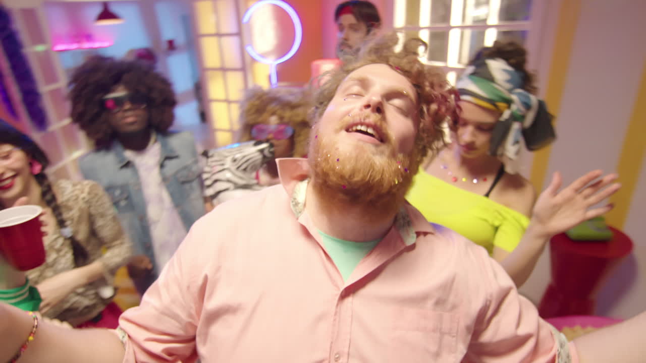 POV of Drunk Guy Having Fun with Friends at Home Party