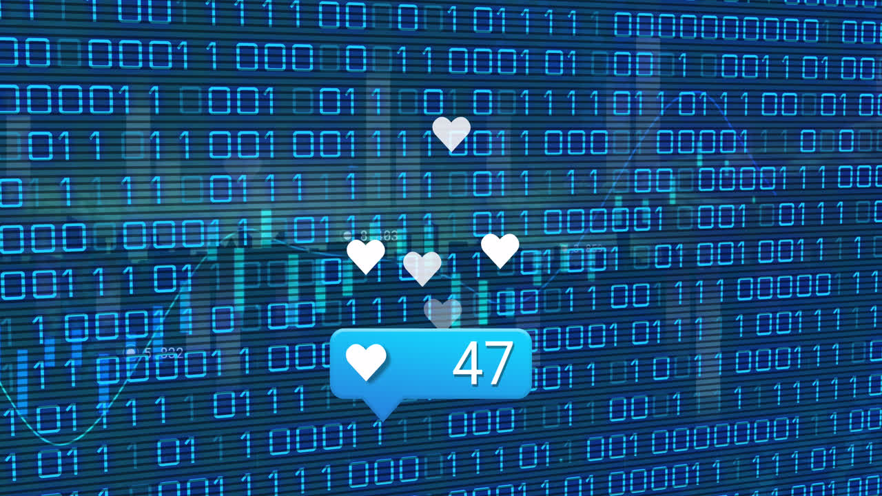 animación de iconos de redes sociales sobre el procesamiento de datos