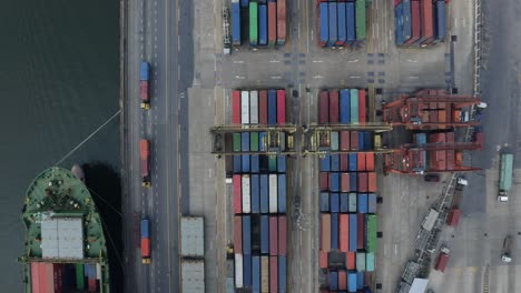 flying over container port