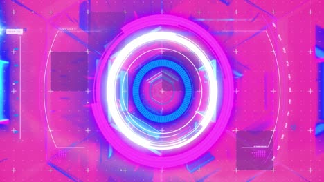 Animation-Des-Scope-Scannens-über-Rosa-Und-Blauem-Neon-Tunnelhintergrund