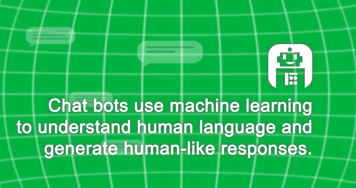 Animazione di testo AI, icone ed elaborazione dati su griglia su sfondo trasparente