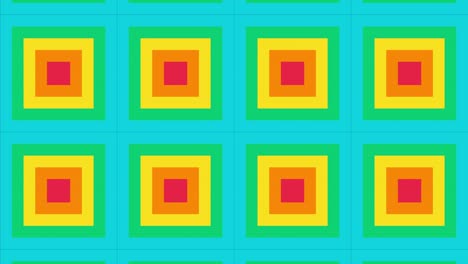 patrón de líneas de gráficos de movimiento abstractos en una paleta de arco iris. mosaico geométrico simple con azulejos multicolores está animado en un bucle sin costuras