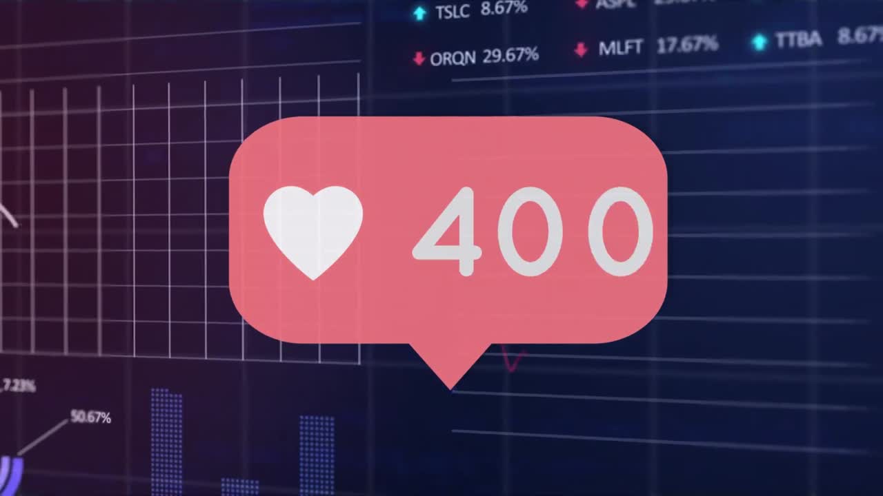 animación del icono de los medios y procesamiento de datos sobre fondo negro