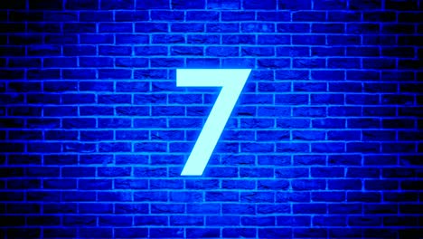 neon light number 7 seven animation motion graphics modern on brick wall background