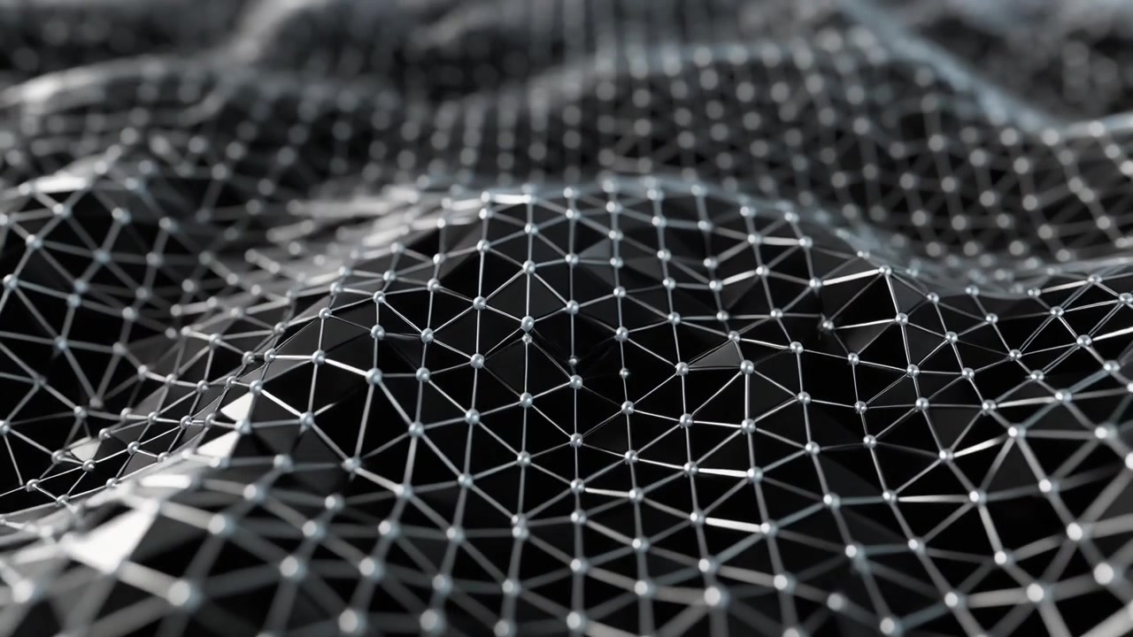 Abstract Digital Network Mesh Moving in Wavy Motion