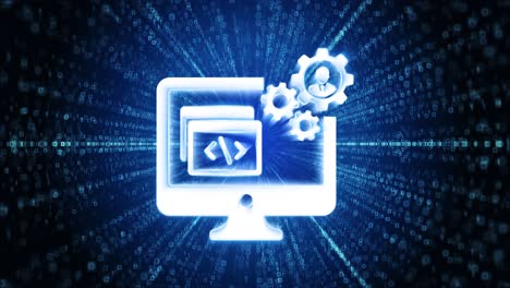 Software development icon digital cyber space loop technology tunnel animation process of web