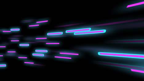 Animation of glowing blue and purple light trails moving over black background