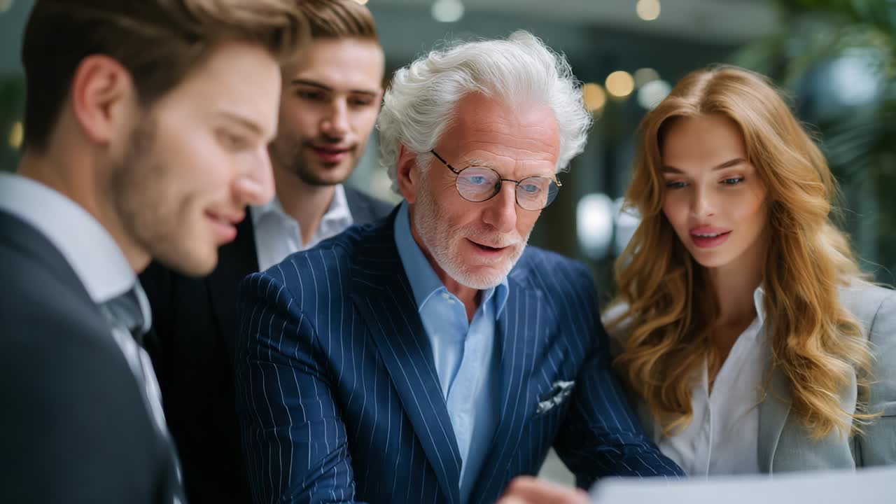 Business team collaborating in a modern office