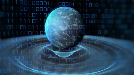 animación de codificación binaria y procesamiento de datos en todo el mundo