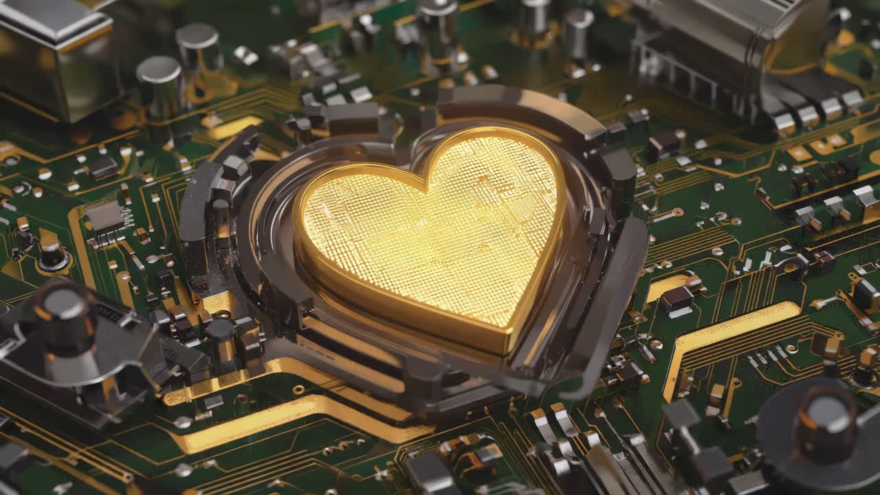 Golden Heart Chip on a Circuit Board