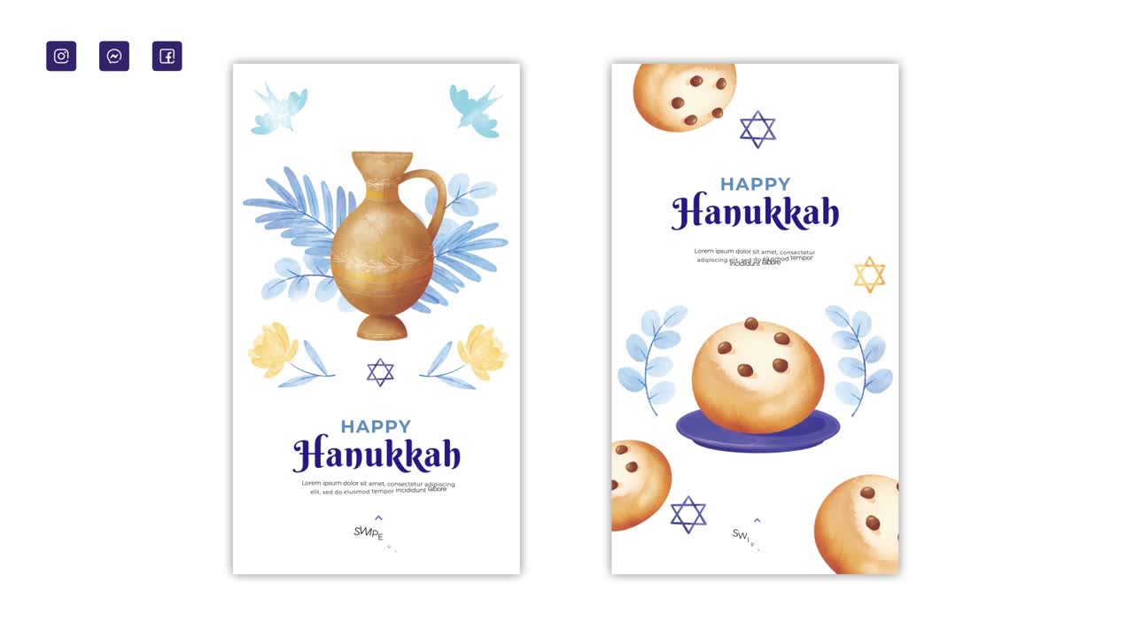 Watercolor Hanukkah Instagram Stories | After Effects Template