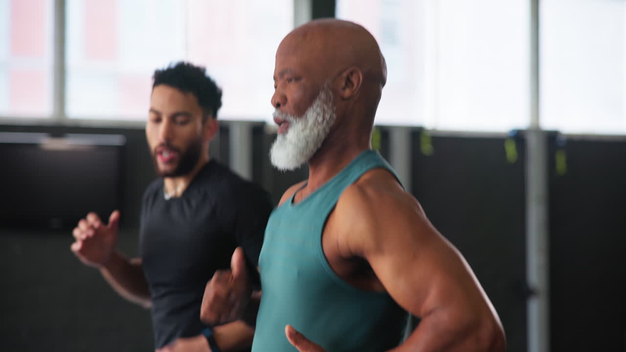 dos hombres haciendo ejercicio en un gimnasio