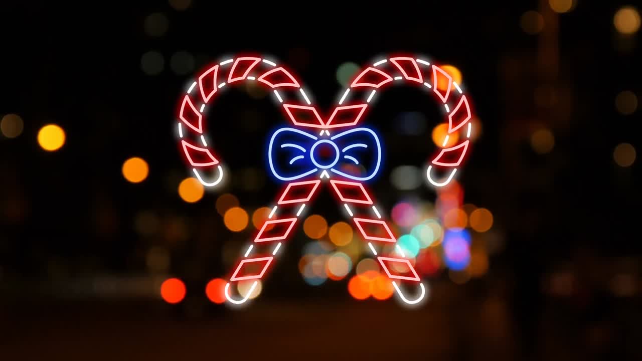 거리 조명 위 에 있는 크리스마스 네온 의 애니메이션
