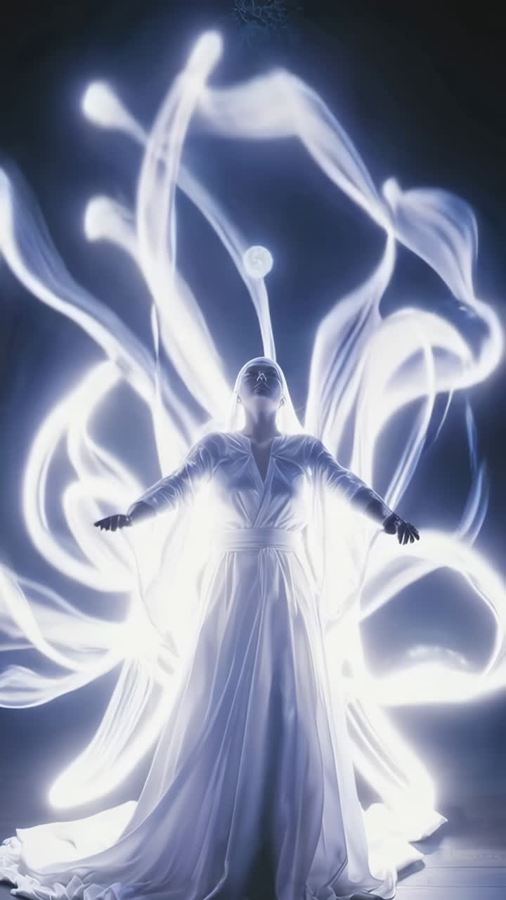 Woman in White Light Painting