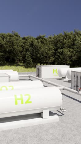 large white industrial tanks with liquid hydrogen and oxygen