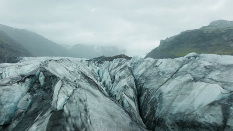 aerial drone footage of svínafellsjökull glacier in iceland, showcasing its stunning ice formations. part 3.