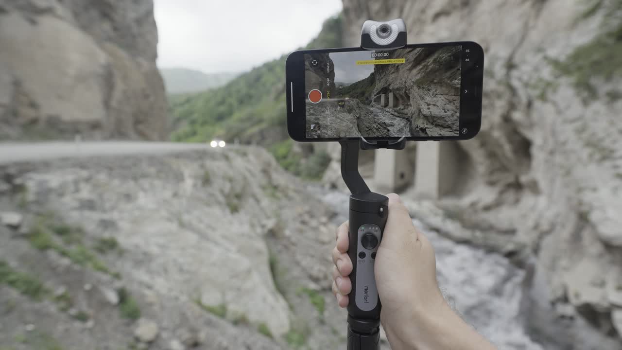 Filming a Mountain Scenery with a Smartphone and Gimbal