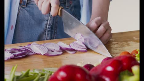 preparing a salad