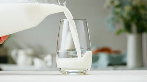 milk being poured into a glass