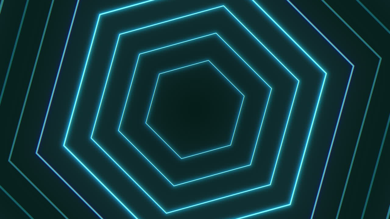 hexágonos de neón azul en vértigo en gradiente negro