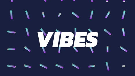 animation of vibes text over rows of shapes on blue background