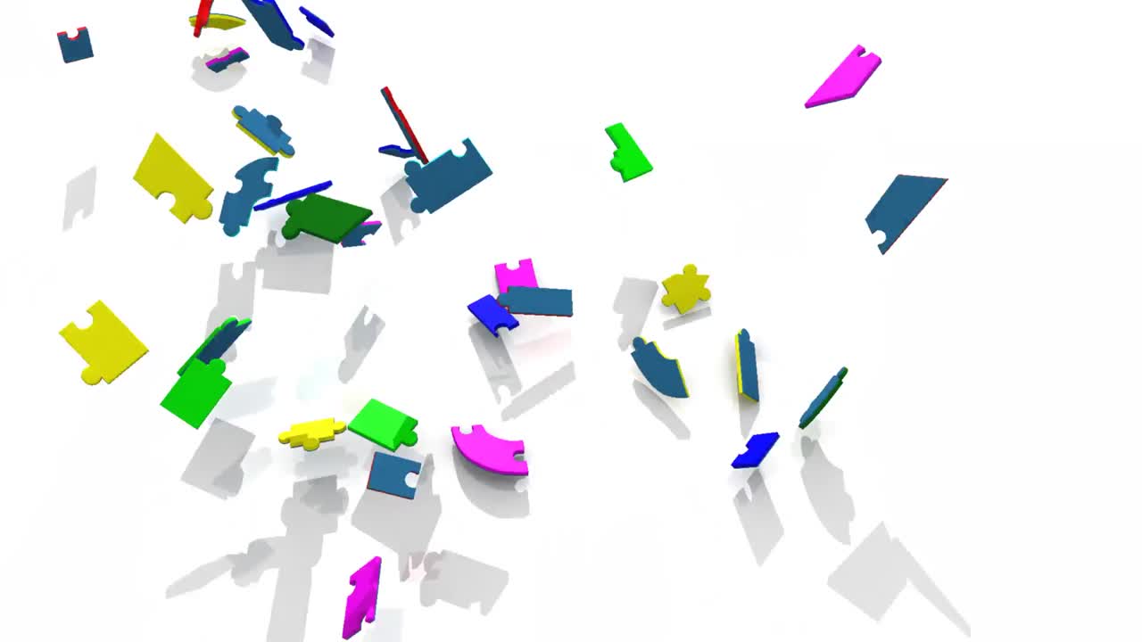 타이틀 전략을 보여주는 3d 퍼즐 떨어지는