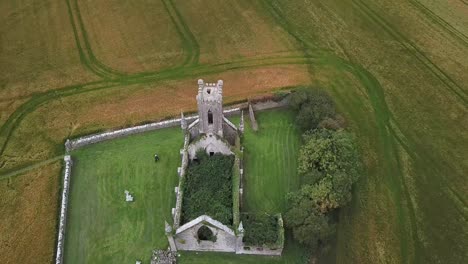 Point-of-interest-drone-shot-of-Ballynafagh-church-ruins-in-Co