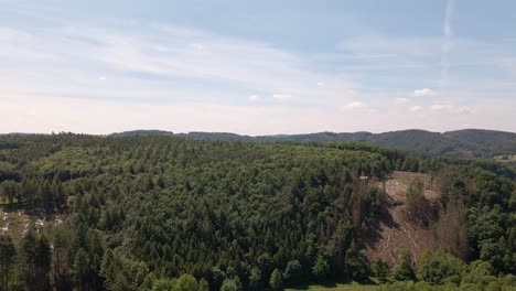 vast mixed forests covering the hills of the rhine-sieg regional district on a sunny day