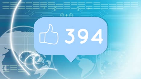 Animation-of-thumbs-up-like-icon-with-growing-number-on-speech-bubble-