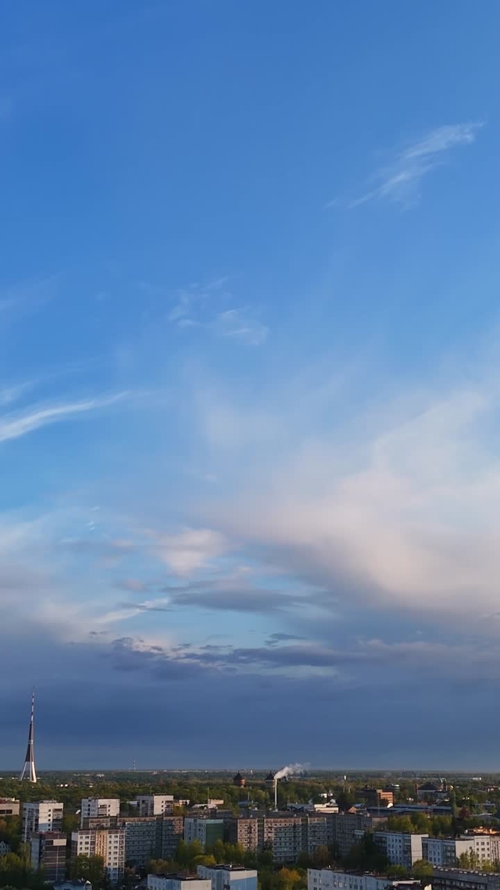 Soar from the blue sky to Purvciems, showcasing Riga's Soviet-era apartment blocks.