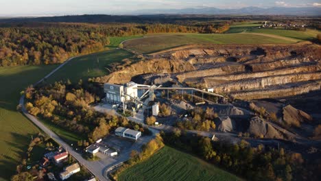 Machinery-And-Equipment-At-Quarrying-Site-In-Bohucovice,-Czechia-During-Autumn